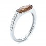 18k White Gold 18k White Gold Smokey Quartz And Diamond Stackable Ring - Three-Quarter View -  104574 - Thumbnail