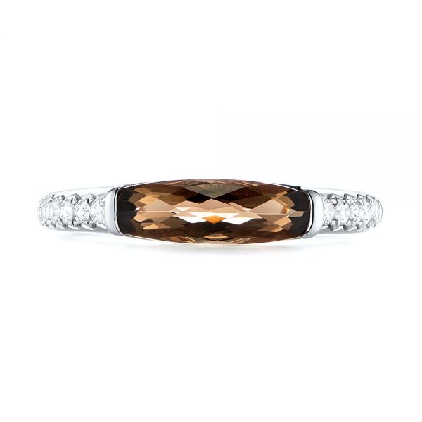 Platinum Platinum Smokey Quartz And Diamond Stackable Ring - Top View - 104574