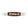 18k White Gold 18k White Gold Smokey Quartz And Diamond Stackable Ring - Top View -  104574 - Thumbnail