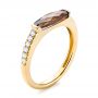 18k Yellow Gold 18k Yellow Gold Smokey Quartz And Diamond Stackable Ring - Three-Quarter View -  104574 - Thumbnail