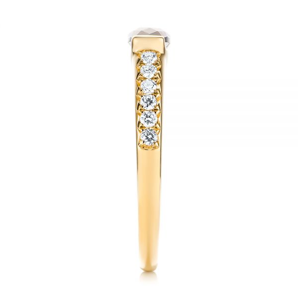 14k Yellow Gold 14k Yellow Gold Smokey Quartz And Diamond Stackable Ring - Side View -  104574