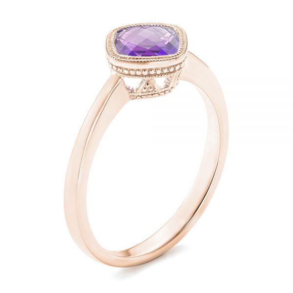 18k Rose Gold 18k Rose Gold Solitaire Amethyst Ring - Three-Quarter View -  102649