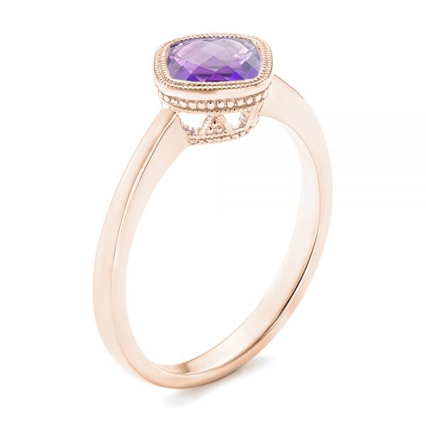 14k Rose Gold 14k Rose Gold Solitaire Amethyst Ring - Three-Quarter View - 102649