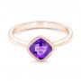 14k Rose Gold 14k Rose Gold Solitaire Amethyst Ring - Flat View -  102649 - Thumbnail
