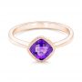 18k Rose Gold 18k Rose Gold Solitaire Amethyst Ring - Flat View -  102649 - Thumbnail