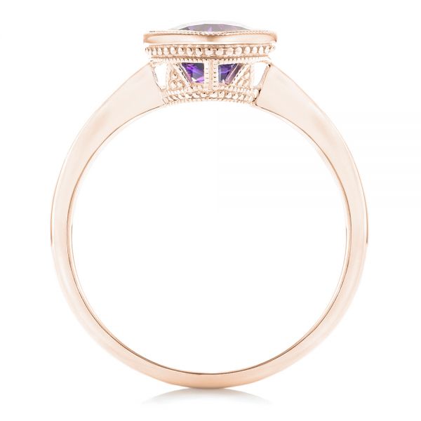 18k Rose Gold 18k Rose Gold Solitaire Amethyst Ring - Front View -  102649
