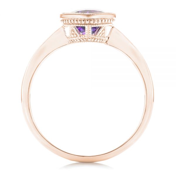 14k Rose Gold 14k Rose Gold Solitaire Amethyst Ring - Front View - 102649