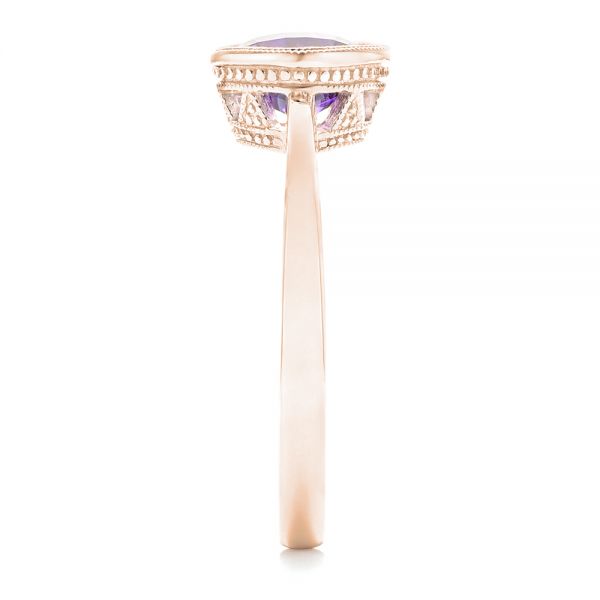 18k Rose Gold 18k Rose Gold Solitaire Amethyst Ring - Side View -  102649