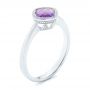 14k White Gold Solitaire Amethyst Ring - Three-Quarter View -  102649 - Thumbnail