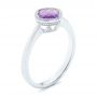14k White Gold Solitaire Amethyst Ring - Three-Quarter View -  102649 - Thumbnail