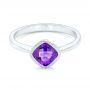  Platinum Platinum Solitaire Amethyst Ring - Flat View -  102649 - Thumbnail