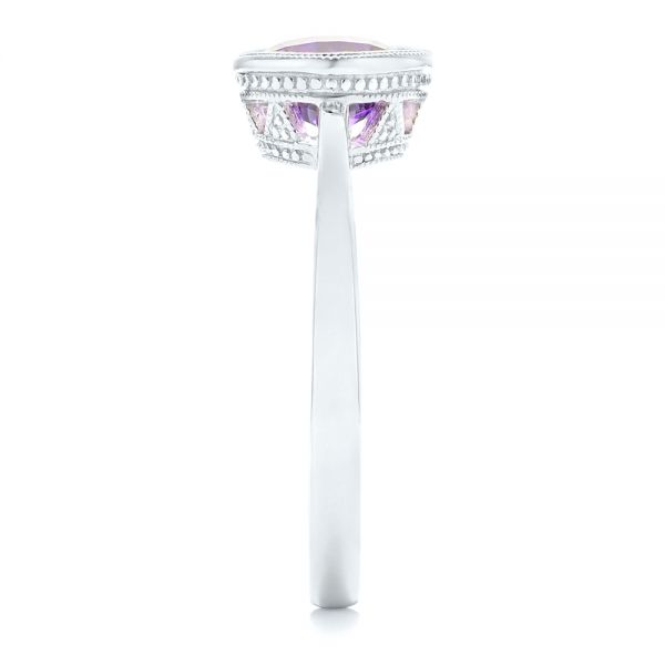 14k White Gold Solitaire Amethyst Ring - Side View - 102649