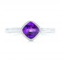 14k White Gold Solitaire Amethyst Ring - Top View -  102649 - Thumbnail
