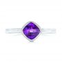 18k White Gold 18k White Gold Solitaire Amethyst Ring - Top View -  102649 - Thumbnail