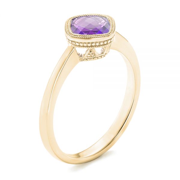 18k Yellow Gold 18k Yellow Gold Solitaire Amethyst Ring - Three-Quarter View -  102649