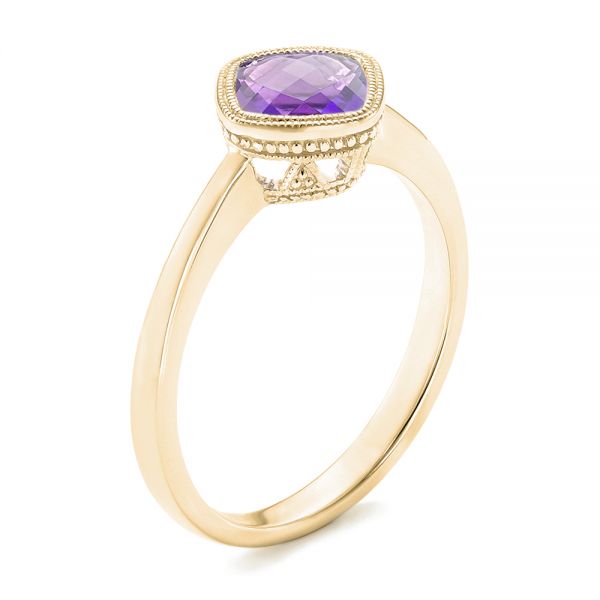 14k Yellow Gold 14k Yellow Gold Solitaire Amethyst Ring - Three-Quarter View - 102649