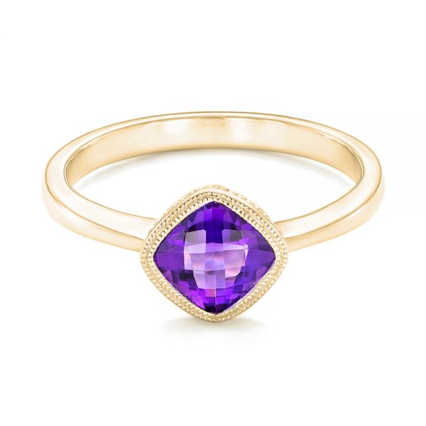 18k Yellow Gold 18k Yellow Gold Solitaire Amethyst Ring - Flat View -  102649