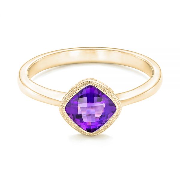 14k Yellow Gold 14k Yellow Gold Solitaire Amethyst Ring - Flat View - 102649