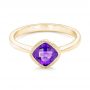 18k Yellow Gold 18k Yellow Gold Solitaire Amethyst Ring - Flat View -  102649 - Thumbnail