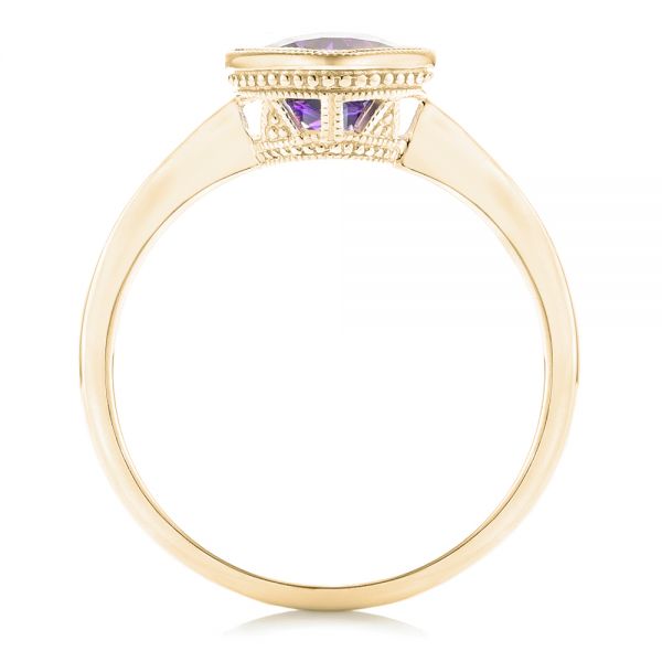 18k Yellow Gold 18k Yellow Gold Solitaire Amethyst Ring - Front View -  102649