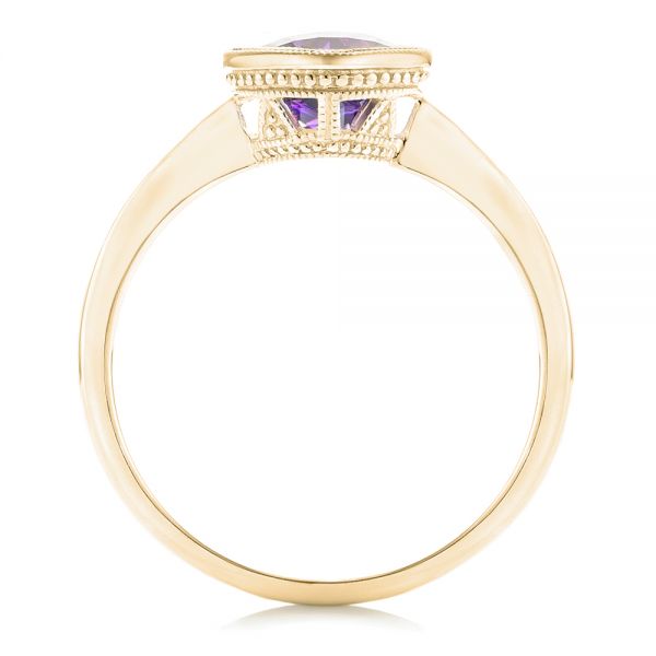 14k Yellow Gold 14k Yellow Gold Solitaire Amethyst Ring - Front View - 102649