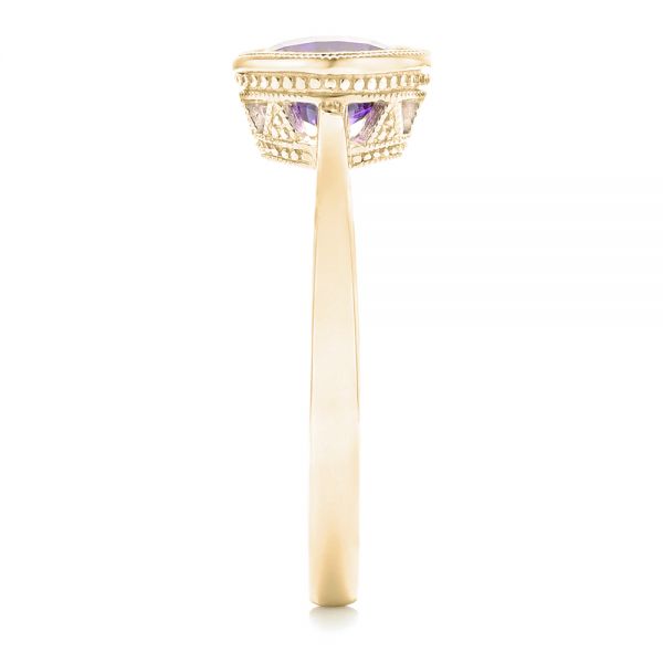 14k Yellow Gold 14k Yellow Gold Solitaire Amethyst Ring - Side View - 102649