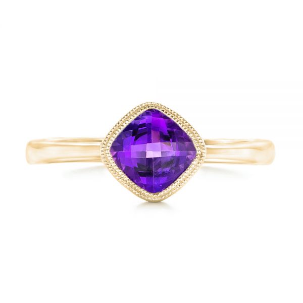 14k Yellow Gold 14k Yellow Gold Solitaire Amethyst Ring - Top View - 102649