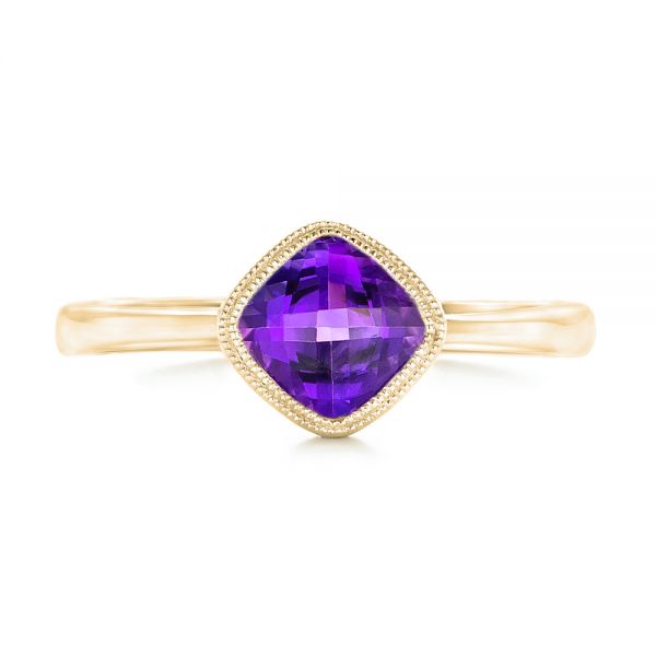 14k Yellow Gold 14k Yellow Gold Solitaire Amethyst Ring - Top View -  102649