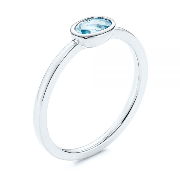 Solitaire Aquamarine Ring - Three-Quarter View -  106564