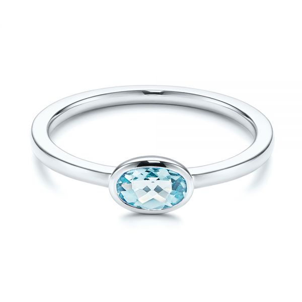 Solitaire Aquamarine Ring - Flat View -  106564 - Thumbnail