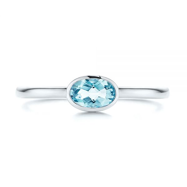 Solitaire Aquamarine Ring - Top View -  106564 - Thumbnail