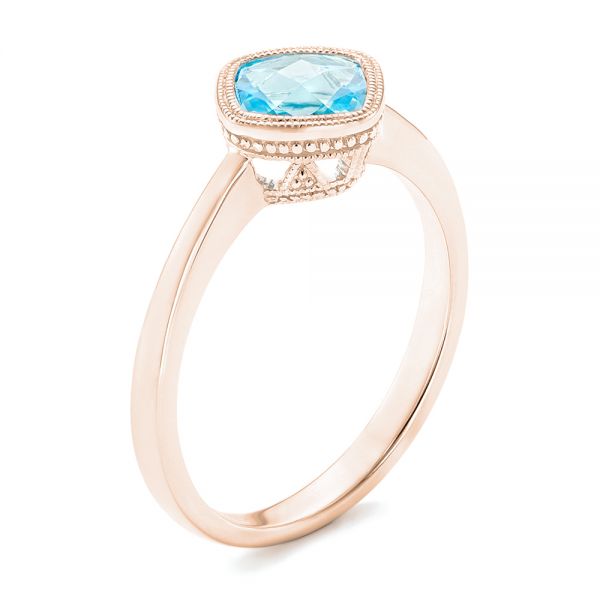 14k Rose Gold 14k Rose Gold Solitaire Blue Topaz Ring - Three-Quarter View -  102616