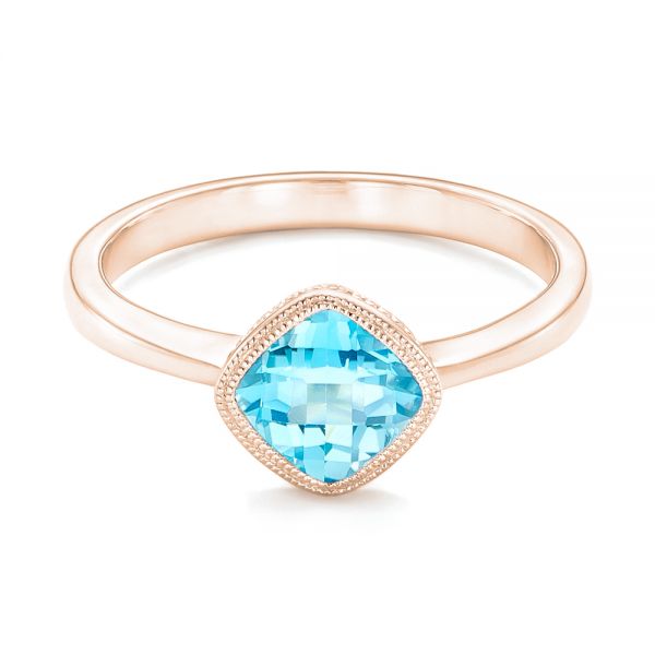 18k Rose Gold 18k Rose Gold Solitaire Blue Topaz Ring - Flat View -  102616