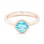 18k Rose Gold 18k Rose Gold Solitaire Blue Topaz Ring - Flat View -  102616 - Thumbnail