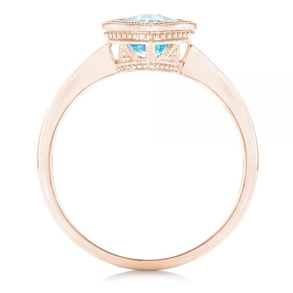 18k Rose Gold 18k Rose Gold Solitaire Blue Topaz Ring - Front View -  102616