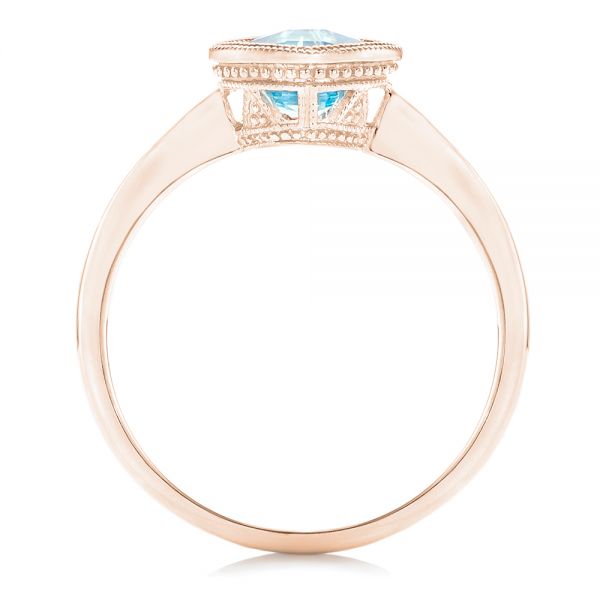 14k Rose Gold 14k Rose Gold Solitaire Blue Topaz Ring - Front View - 102616