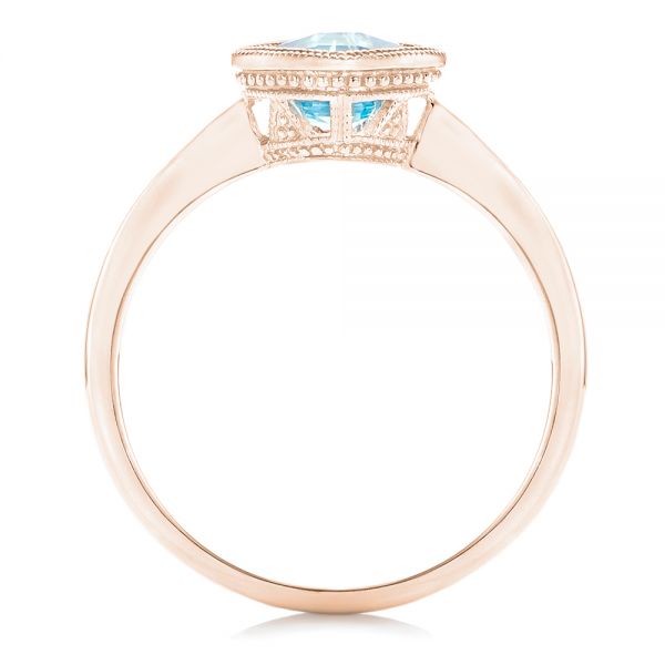 14k Rose Gold 14k Rose Gold Solitaire Blue Topaz Ring - Front View -  102616