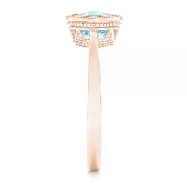 14k Rose Gold 14k Rose Gold Solitaire Blue Topaz Ring - Side View - 102616
