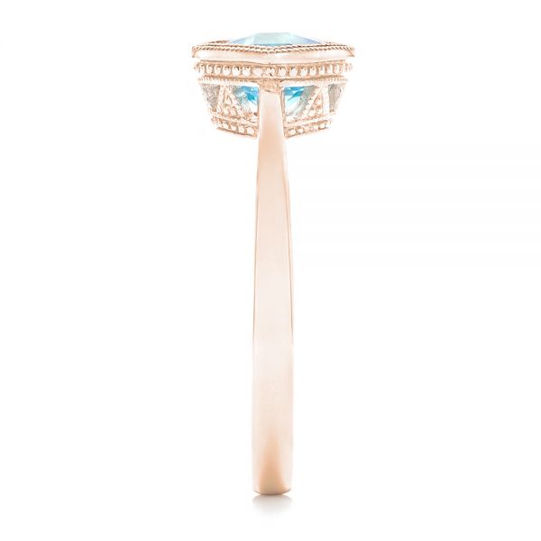 18k Rose Gold 18k Rose Gold Solitaire Blue Topaz Ring - Side View -  102616