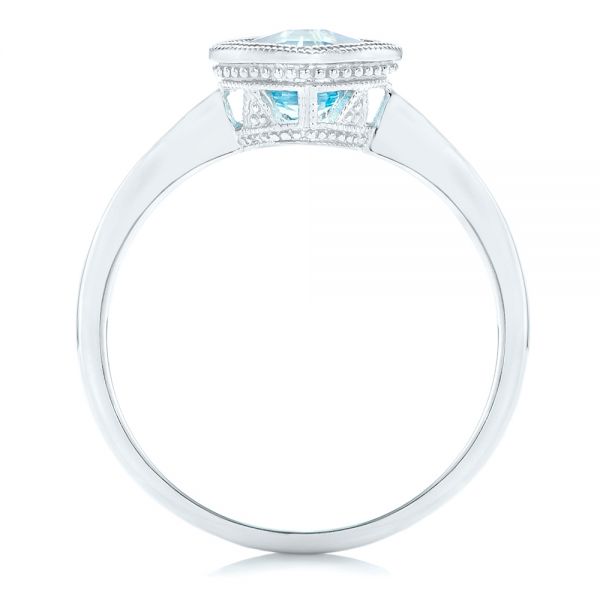 18k White Gold 18k White Gold Solitaire Blue Topaz Ring - Front View -  102616