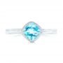 14k White Gold Solitaire Blue Topaz Ring - Top View -  102616 - Thumbnail