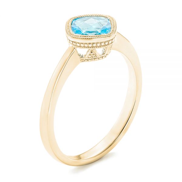 14k Yellow Gold 14k Yellow Gold Solitaire Blue Topaz Ring - Three-Quarter View -  102616