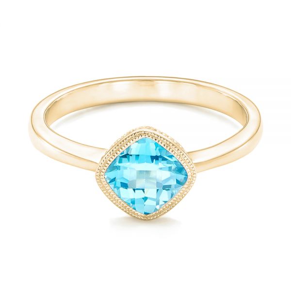 14k Yellow Gold 14k Yellow Gold Solitaire Blue Topaz Ring - Flat View -  102616