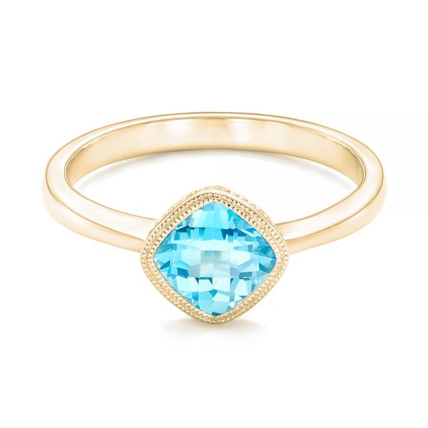 18k Yellow Gold 18k Yellow Gold Solitaire Blue Topaz Ring - Flat View -  102616