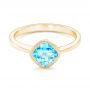 18k Yellow Gold 18k Yellow Gold Solitaire Blue Topaz Ring - Flat View -  102616 - Thumbnail