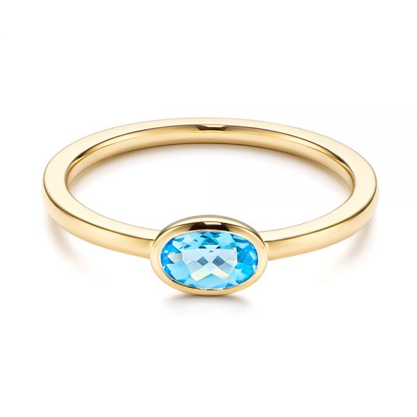 Solitaire Blue Topaz Ring - Flat View -  106567 - Thumbnail