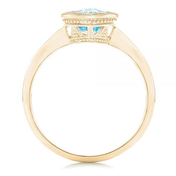 18k Yellow Gold 18k Yellow Gold Solitaire Blue Topaz Ring - Front View -  102616