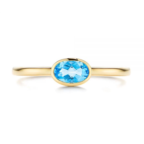 Solitaire Blue Topaz Ring - Top View -  106567 - Thumbnail