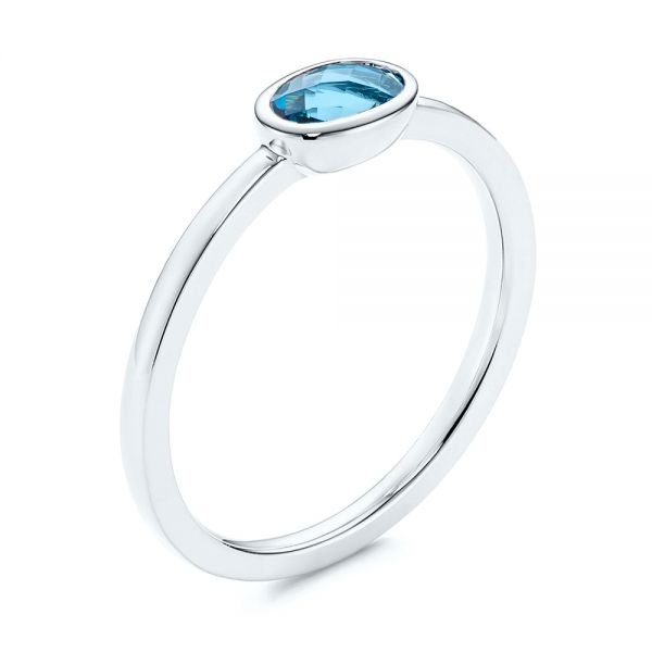 Solitaire London Blue Topaz Ring - Three-Quarter View -  106563