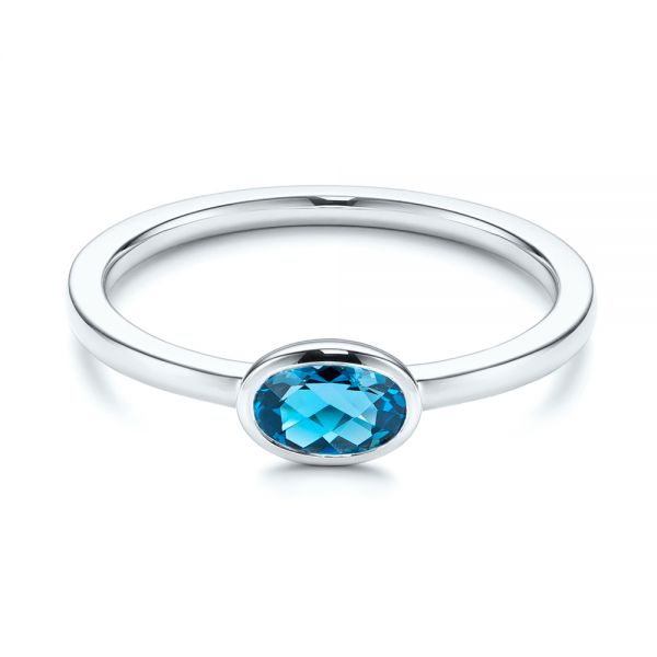 Solitaire London Blue Topaz Ring - Flat View -  106563